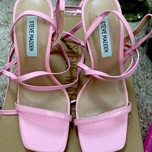Steve Madden tie up heels worn ONCE for  2 hrs. Brand new condition!